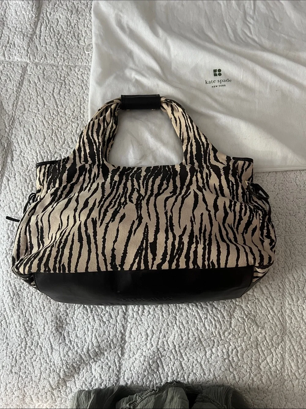 kate spade Zebra-Print Shoulder Bag in Black and Cream